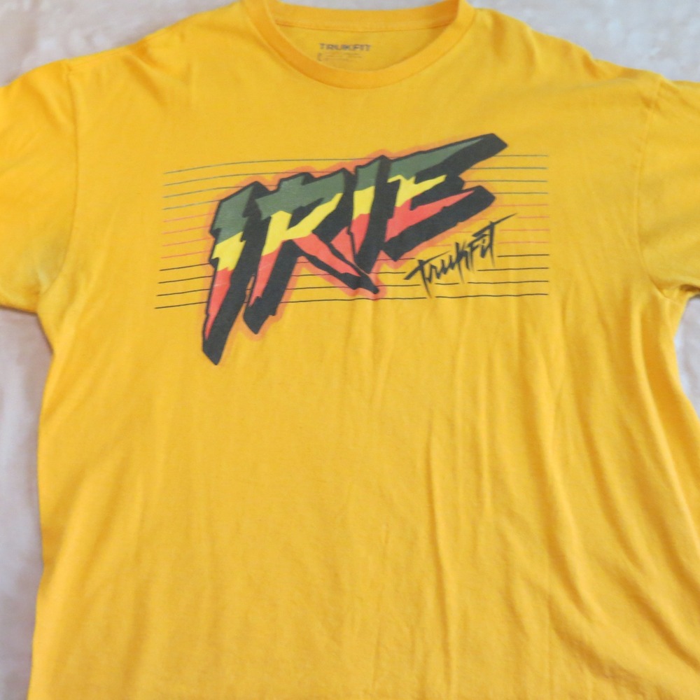 Trukfit Mens Irie Graphic T-Shirt Yellow Rasta Skate Streetwear XLarge